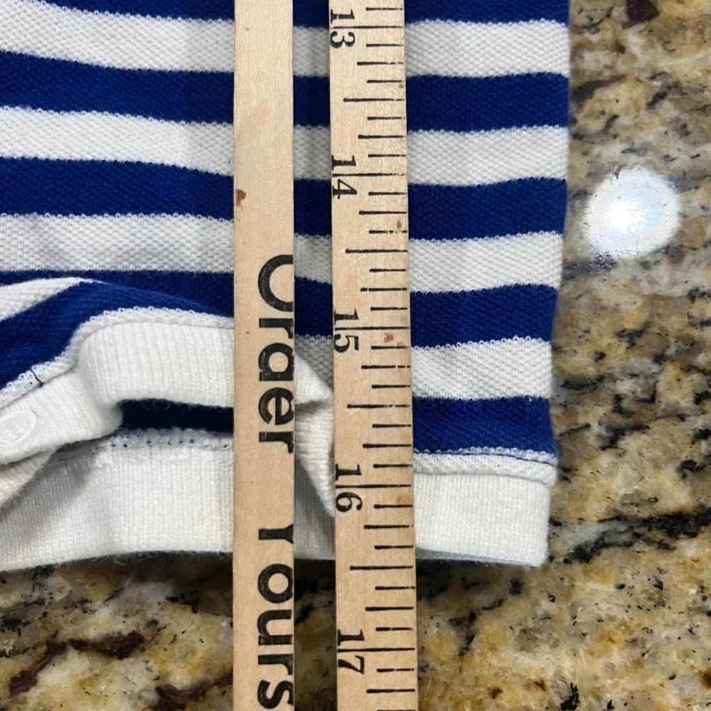 Polo Ralph Lauren Baby Boys Blue White Striped Polo Romper 18M Cotton One Piece